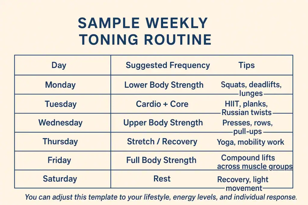 Achieving the Perfect Tone: How Often Should You Exercise for Results? 4 Weekly exercise Bicester plan graphic
