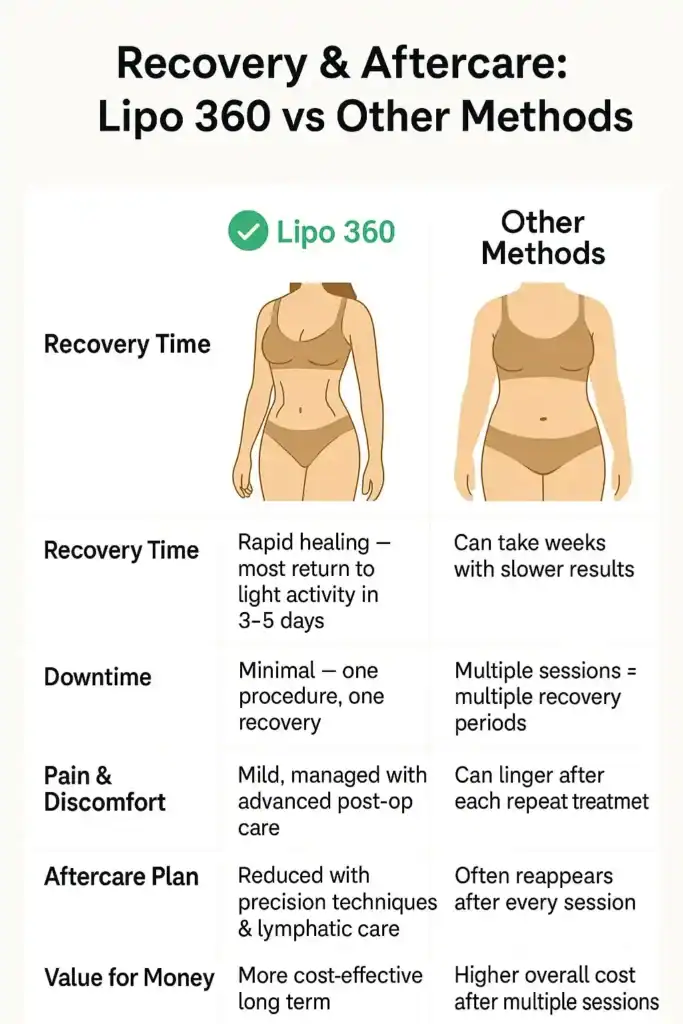 Recovery and Aftercare for Fat-Dissolving Surgery 2 Table to show fat dissolving injection aftercare Bicester