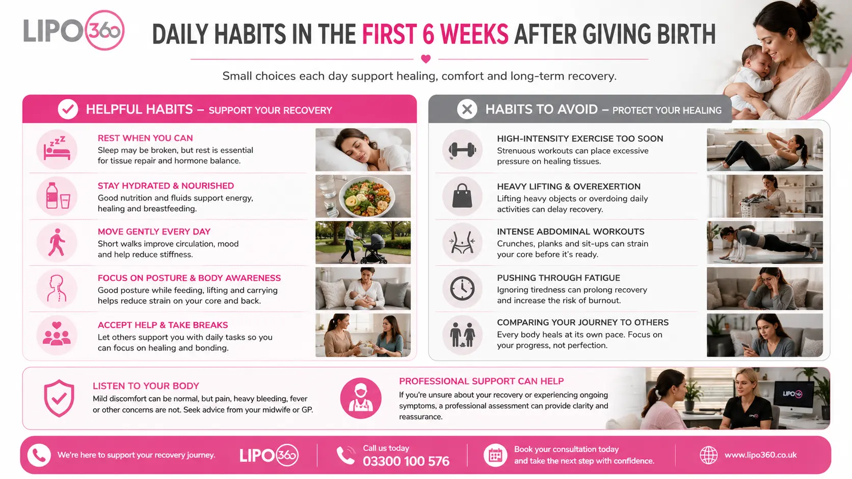 What to Do (and Avoid) in the First 6 Weeks After Giving Birth To Avoid Diastasis Recti 3 First 6 Weeks After Giving Birth To Avoid Diastasis Recti Bicester : Daily Habits in the First 6 Weeks After Giving Birth